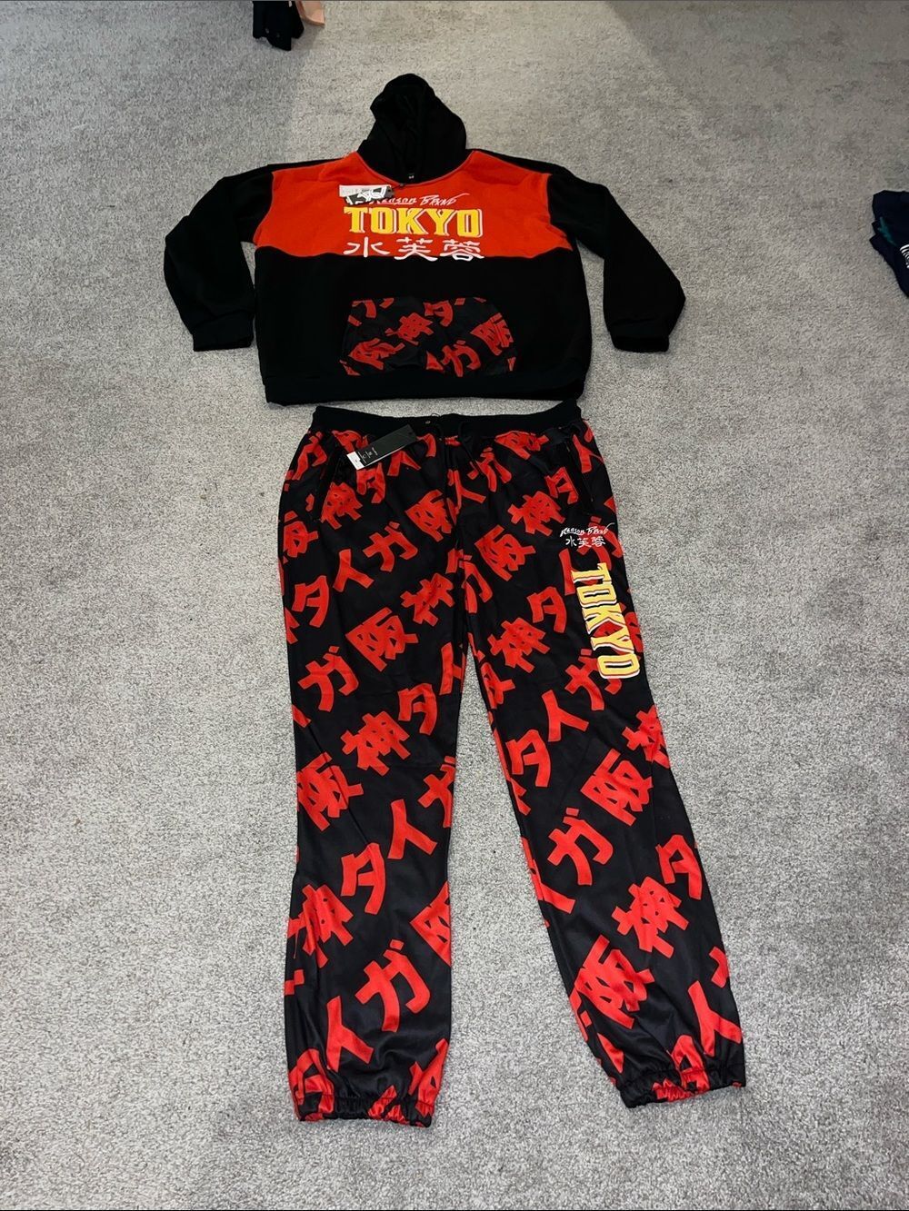 Reason Brand Toyko Japan KC Chiefs Color Track Suit Jog Pants Hoodie Sweatshirt